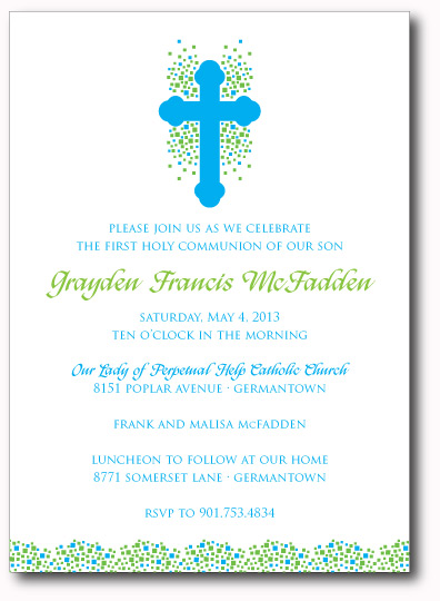 Contemporary Block First Communion Invitation Front