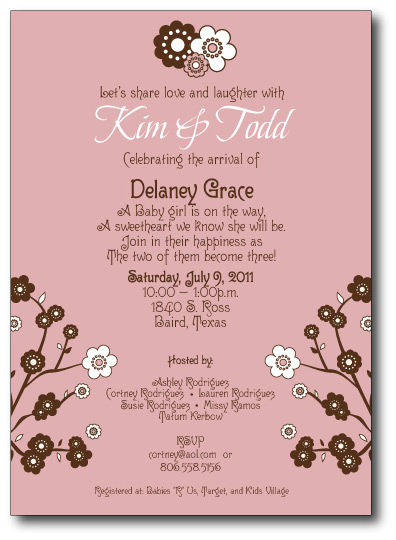 The Pink & Chocolate Flower Shower Invitation Front