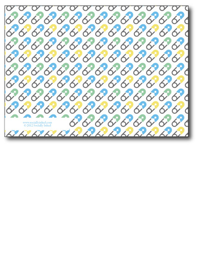 Baby Boy Safety Pin Invitation Back