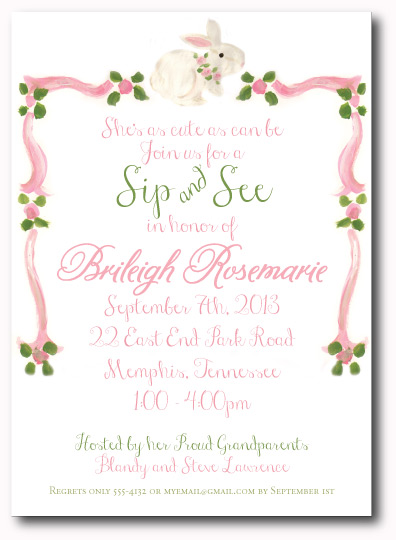 Bunny Sip and See Invitation Front