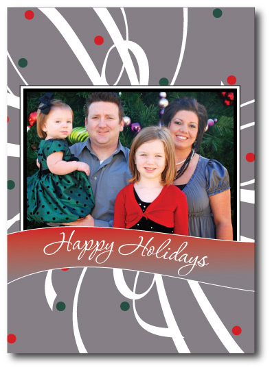 Happy Holidays Gray & Green Front